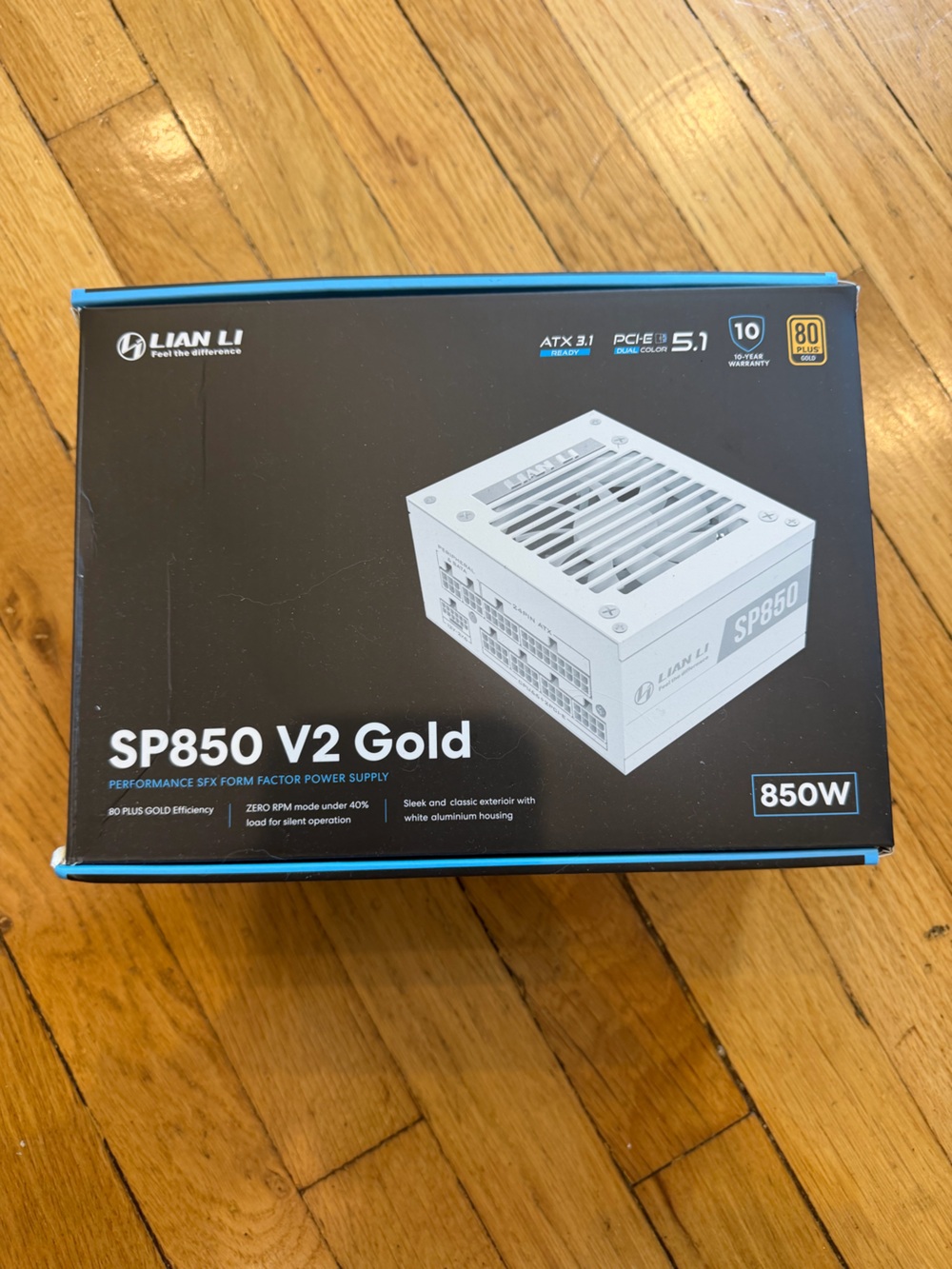 Brand new. Lian Li SP850 V2 Gold 850W Power Supply - Black Box with Blue Trim